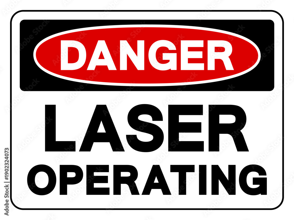 Fototapeta premium Danger Laser Operating Symbol Sign,Vector Illustration, Isolate On White Background Label. EPS10