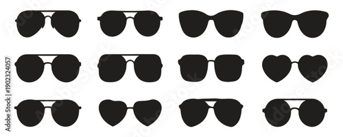 Assortment of stylish sunglasses in various shapes and designs for fashion and eyewear