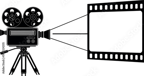 Vintage Film Camera and Filmstrip Icon