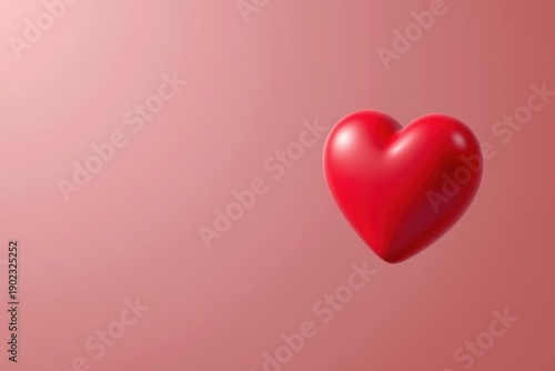 Wallpaper Mural Glossy red 3D heart floating on smooth gradient pink background with reflective highlights, symbolizing love, romance, affection, health, and Valentine’s Day celebration in minimalist modern design. Torontodigital.ca