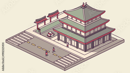 Isometric Gyeongbokgung Palace Seoul Vector