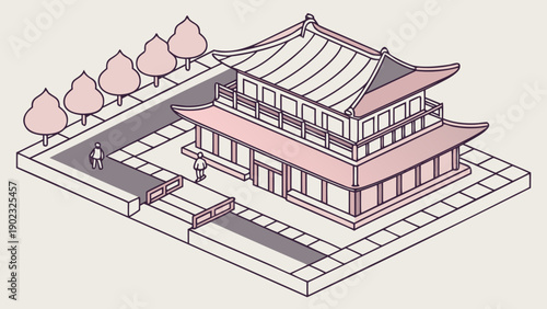 Isometric Gyeongbokgung Palace Seoul Vector