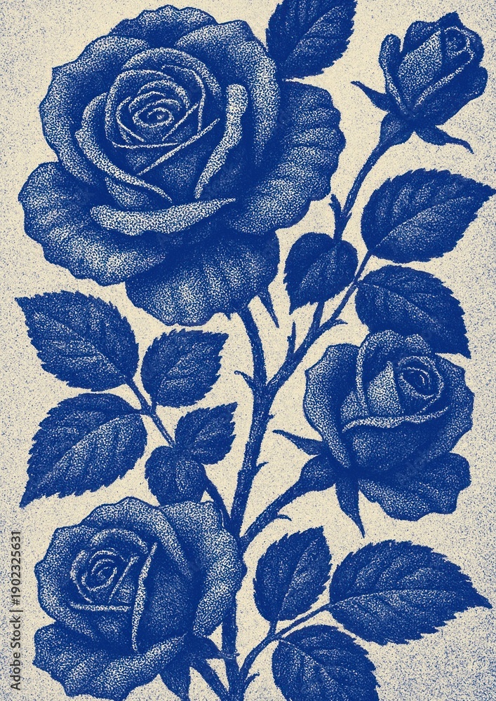 Obraz premium Elegant blue roses illustration.