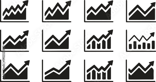 Business growth charts and graphs showing upward trends and data analysis