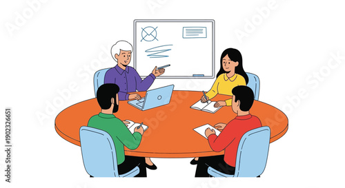 Business meeting with diverse team members discussing ideas and taking notes