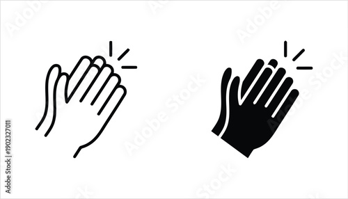 Clapping hands line and solid icons for appreciation and success
