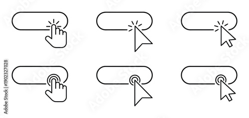 Clicking icons with cursor and hand pointer on button elements