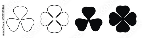 Collection of four leaf clover icons with different styles