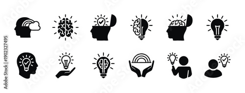 Collection of icons symbolizing ideas and innovation