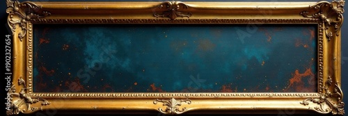 Intricate gilded frame, ornate details, aged patina, gilt, molding