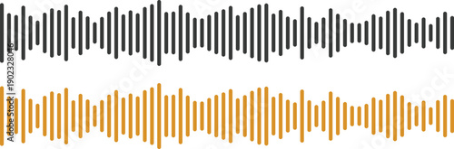 Audio waveform icon set collection group with sound equalizer bars, music frequency visualizer elements, recording signal amplitude shapes isolated on white background vector.