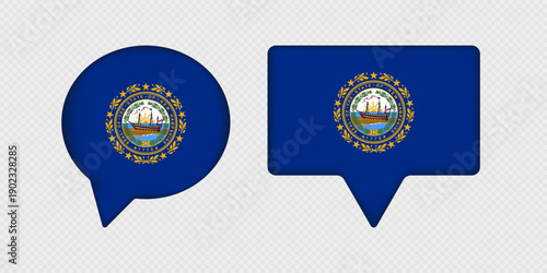 Flag of New Hampshire State in Speech Bubble.