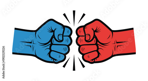 A dynamic illustration of two fists colliding with a burst of energy