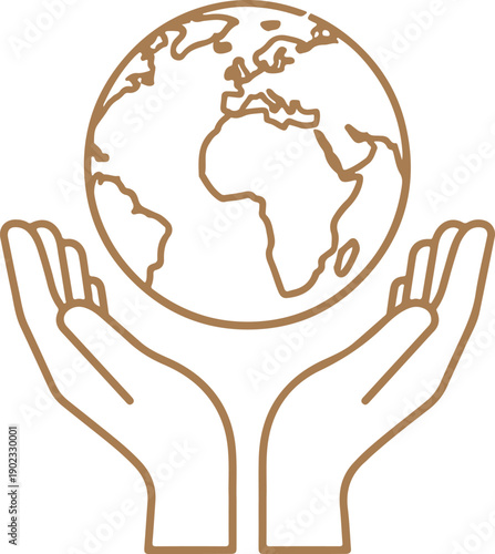 Caring for the planet with open hands and a gentle touch is essential for our future. Vector, illustration