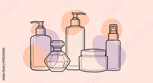 Assorted skincare products displayed in a minimalist aesthetic