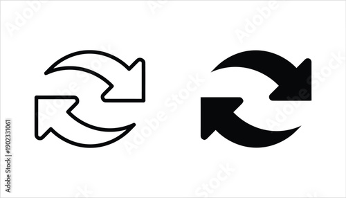 Curved arrows in outline and filled styles indicating exchange and repeat