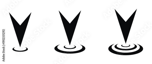 Geolocation icon with increasing ripple effect and location pin marker