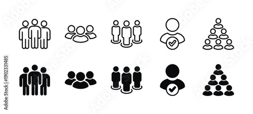 Group of people icons representing teamwork community and individuals