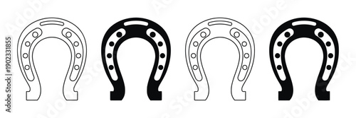 Horseshoe icons in outline and solid fill, showing nail holes