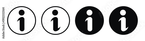 Information icons in circles with letter i in black and white variations
