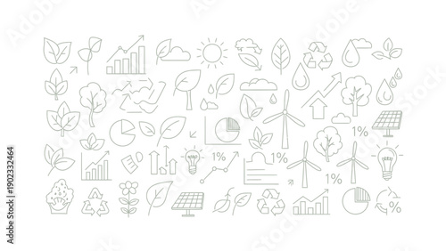 Eco-Friendly Pattern: A pattern showcasing ecological icons, suggesting concepts of sustainability, renewal, and environmental consciousness. 