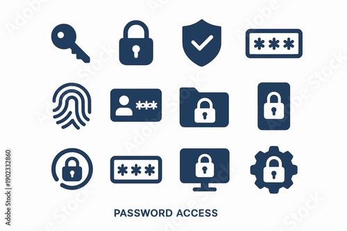 Gear security icon key lock vector password phone screen icons dots fingerprint