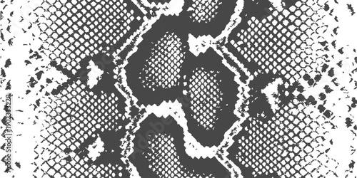Monochromatic snake skin pattern with detailed scales and a vintage, textured effect, perfect for fashion backgrounds.