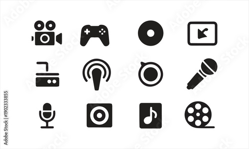 Media and entertainment icons for audio and video content creation