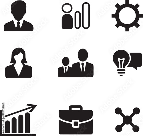 Modern business flat icons for digital platforms and corporate identity