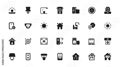 Modern smart home technology icons for automation and control