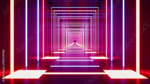 Flickering Red and Blue Light Pulse Passageway for Exhibition Art