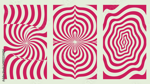 Abstract hypnotic patterns in pink and white creating a swirling optical illusion