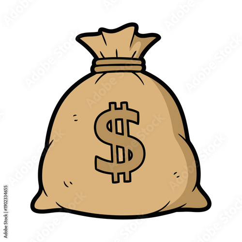 Cartoon Money Bag with Dollar Sign