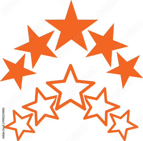 Orange Star Rating Icons Set Solid and Outline Vector Illustration