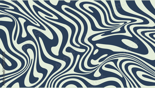 Abstract swirling pattern with flowing lines in dark blue and cream