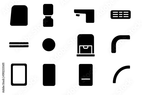Grid icons paddle icon nozzle seat stabilizer tabletop tray dispenser pad vector