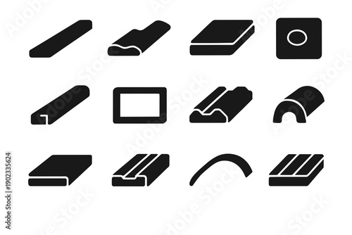Ridge notch sealing bars tile line gasket vector smooth strip icon compact