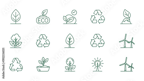Eco-Friendly Icons: A collection of meticulously designed icons embodying environmental sustainability, perfect for communicating ecological concepts.