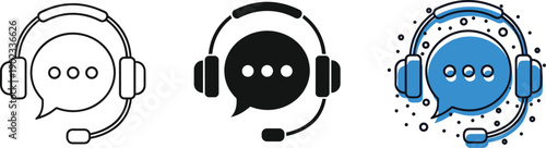 Headset and speech bubble icons customer support communication service chat message feedback icon symbol
