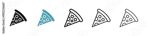 Pizza slice icon suite. Iconic cheese and mushroom pizza slice for UI designs.