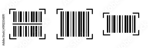 Billede på lærred Barcode scanner icon vector icon set in black color