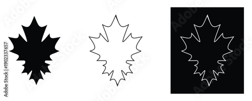 Maple leaf icons in modern design styles for branding and decoration