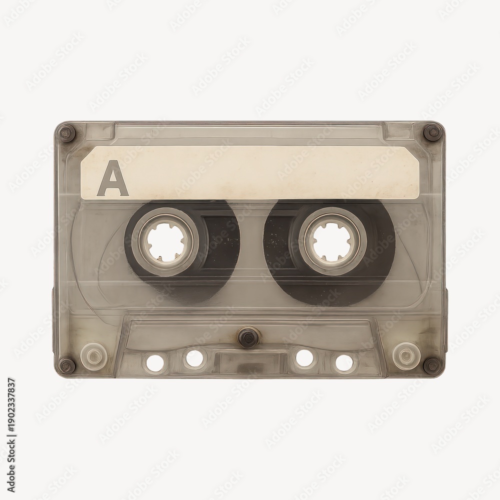 Fototapeta premium Vintage cassette tape transparent element.
