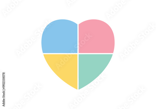 Heart divided into four colored sections
