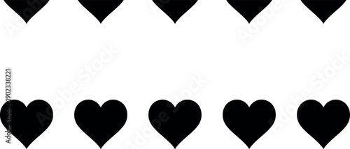 Heart shape illustration, upside down hearts vector, symmetrical design artwork, black and white heart sketch, minimal pattern drawing, decorative love symbol