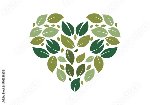 Heart shape formed by green leaves