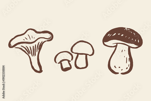 Mushroom set hand drawn sketch vector illustration