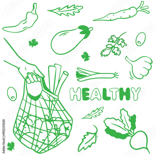 Eco Friendly Shopping Bag Filled with Organic Vegetables Healthy Nutrition Concept
