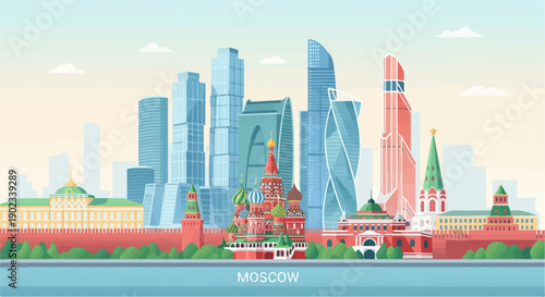 Pixel art cityscape with modern and historic buildings by a river