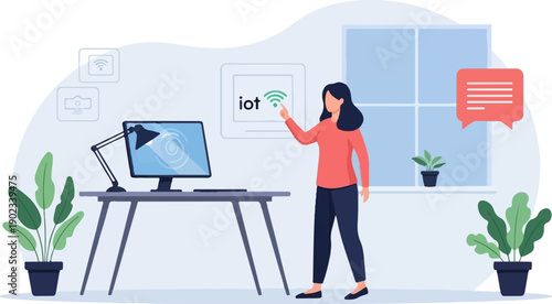 Person interacting with technology screen showing internet connectivity and data